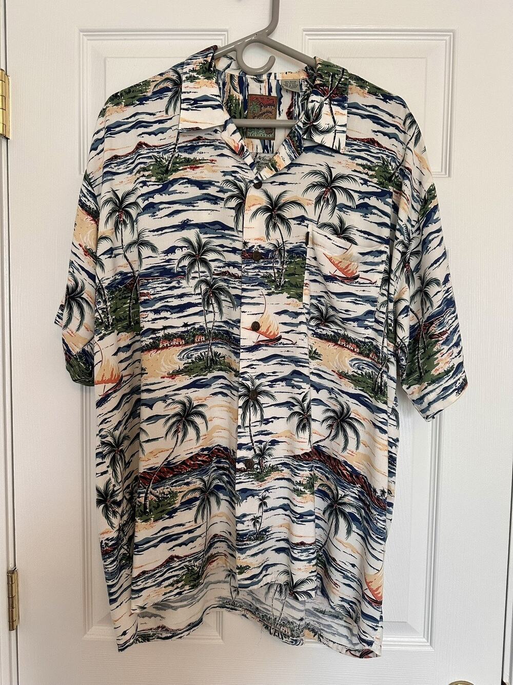 Pineapple Connection Rayon Woven Hawaiian Tropical Button-Up Shirt, Mens XL